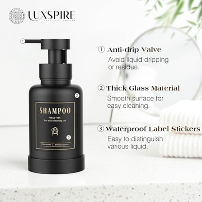 Luxspire Foaming Soap Dispenser 15oz Hand Soap Bottle, Black+White, 2 Pack - color: Black + White