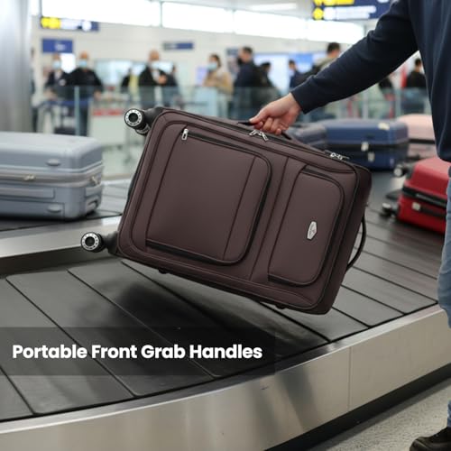 Softside Suitcase Sets 2 Piece(20/30in) w/Front Open Pocket - color: Coffee, size: 2-Piece Set (20"/30'')