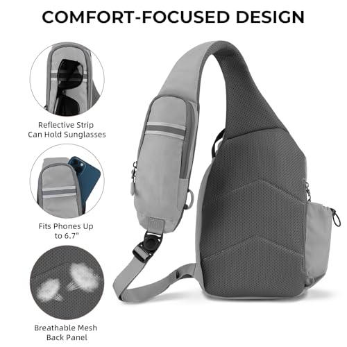 Crossbody Sling Bag, RFID Travel Hiking Sling Backpack, Compact EDC Bag - color: Grey