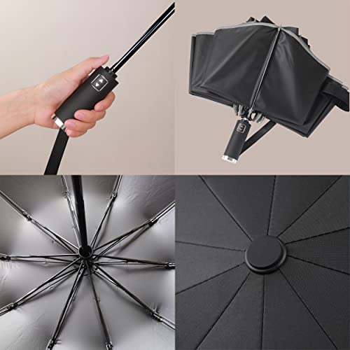 BAODINI Inverted UV Umbrella for Rain and Sun Medium Size UPF 50+ Rverse Compact Umbrella Auto Open Close - color: Black