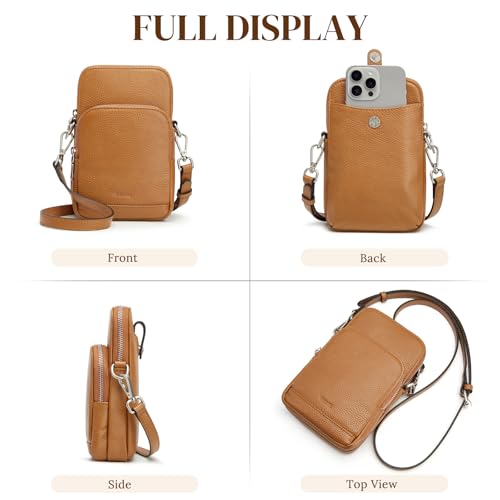 S-ZONE Leather Crossbody Bags for Women RFID Blocking Purses with Card Slots Small Phone Purse Travel Wallet - color: Brown