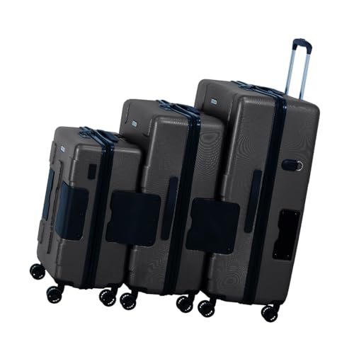 TACH Patented Connecting Hard Shell 3 Piece Luggage Set - 20, 24 & 28 inch Luggage | Carry-On, Medium & Large Rolling Suitcases - Black - color: Black, size: 3-Piece Set
