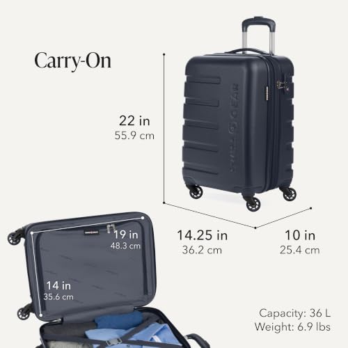 SwissGear 7366 Signature Hardside Expandable Luggage with Spinner Wheels, TSA Lock, Cup-Holder, Navy, 2-Piece Set (19/27) - color: Navy, size: 2-Piece Set (19/27)