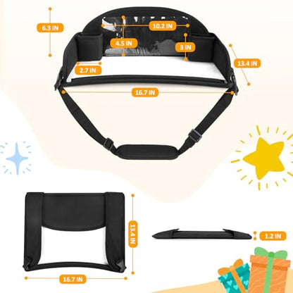 Kids Travel Tray for Car Seat, Road Trip Activities, Black - color: Black