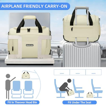 Underseat Carry On Luggage Bag, Lightweight Travel Tote Bag for Travel - color: Beige, size: 16IN