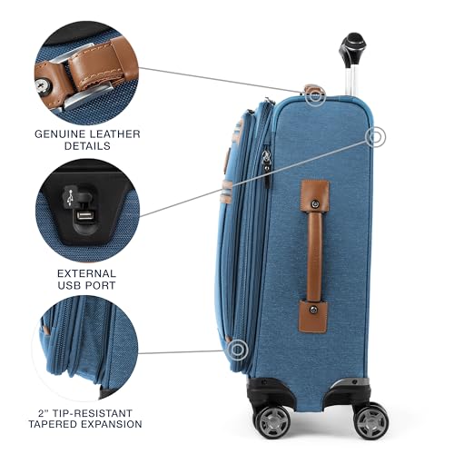 Travelpro Platinum Elite Carry-On Luggage Spinner, Coastal Blue, 21-Inch - color: Coastal Blue, size: Carry-On 21-Inch