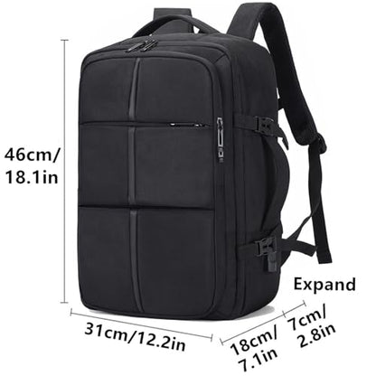 O-TBOST Expandable Travel Backpack Waterproof Carry On Backpack College 17.3” Laptop Backpack for Men & Women (Black) - color: Black