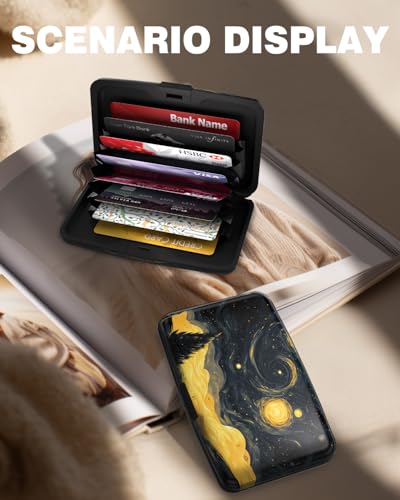 Maicican Credit Card Holder, Mini RFID Blocking Aluminum Wallet - color: Golden Starry Sky