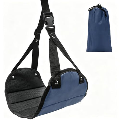 Adjustable Airplane Footrest Hammock Memory Foam Office Relaxation Foot Pad Travel Accessory Hanging Desk Foot Sling (Navy Blue) - color: Navy Blue