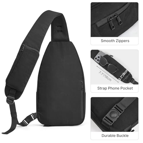 G4Free Sling Bag for Men, RFID Blocking Crossbody Bag for Daily - color: black