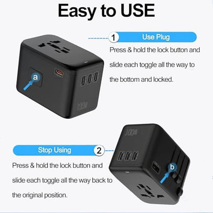 120W GaN Universal Travel Adapter,Laptop Charger International Adapter - color: 120W -Black+Orange