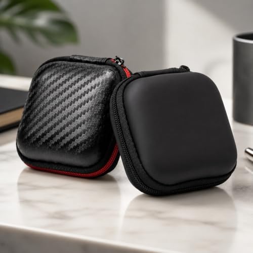 Compact Zipper EVA Earbud Protective Container, Shock Resistant Carry Case for Bluetooth Headphones, Charging Cables and Small Electronic Gadgets，Square yellow - color: Square yellow