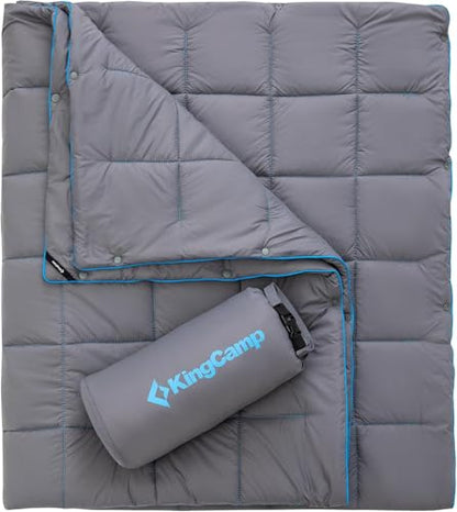 KingCamp 초경량 캠핑 담요, 웨어러블 패커블 담요 175.3cm x 134.6cm(69 x 53인치) - color: 퓨어트레일-그레이, size: 69" x 53"