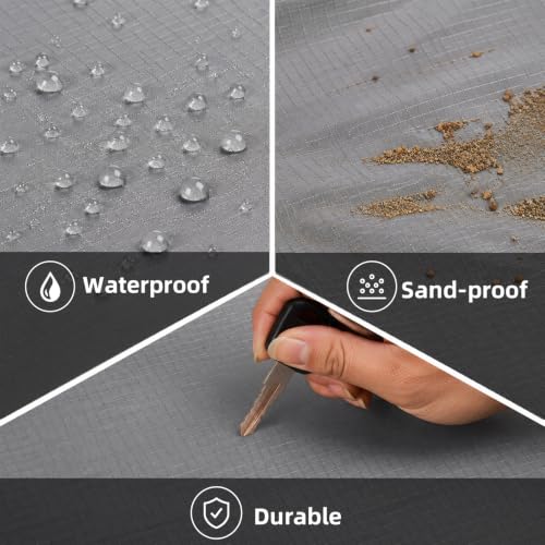 Frelaxy Pocket Picnic Blanket, Waterproof Blanket for Beach Festival - color: Grey, size: 28'' x 47''