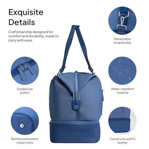 TOPEAST Travel Duffle Bag, Weekender Bags for Women with Shoe Compartment - color: Blue