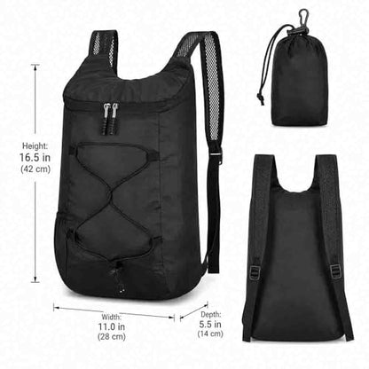 1pc Ultra-Light Foldable Backpack Durable Daypack With Bungee and Adjustable Straps for Travel, Camping and Cycling, Black - color: Black