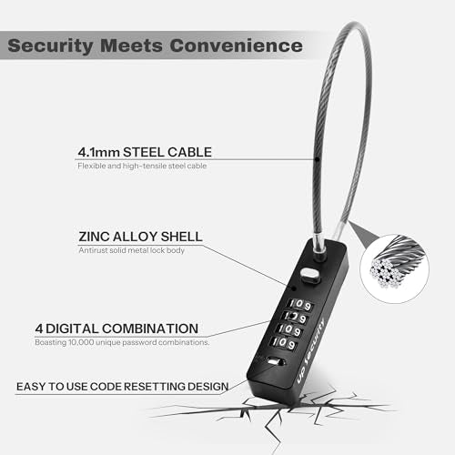 4 Digit Combination Cable Lock for Bike Scooter Motorcycle Helmet Anti Theft, 11.8" Cable Chain, Combo Travel Lock with Code for Luggage Suitcase Safe, Fridge, Fence Gate, Cabinet, Locker - color: Black, 11.8"(30cm)