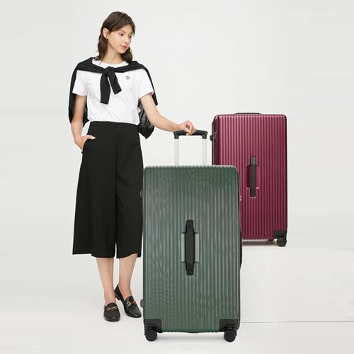 PRIMICIA GinzaTravel Trunk Luggage, 28 Inch Luggage with Spinner Wheels, Scratch resistant texture Lightweight PC material with TSA Lock (Dark Green) - color: Dark Green