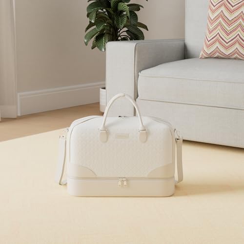 ITIEZY Weekender Bag for Women 21.5" Travel Duffel Large Carry On Bag 3PCS - color: 9-White