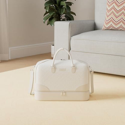 ITIEZY Weekender Bag for Women 21.5" Travel Duffel Large Carry On Bag 3PCS - color: 9-White