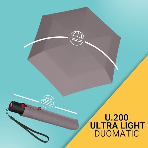 Knirps U.200 Ultra Light Duomatic Automatic Open Rain Umbrella - Compact Windproof Travel Umbrella for Adults - 97cm Diameter Retractable With Carrying Case - color: Mauve