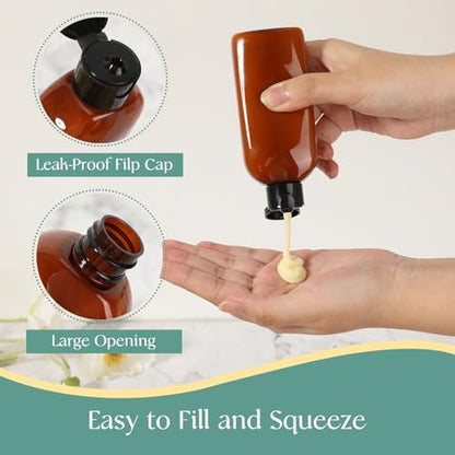 5 Pack Travel Bottles for Toiletries, 3.4oz TSA Approved Travel Containers - color: Amber