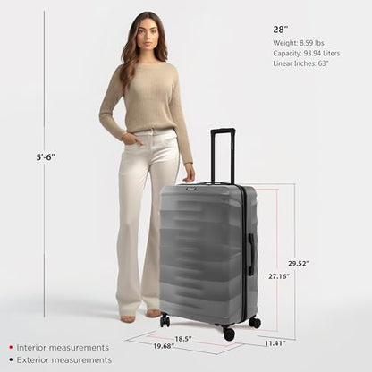 DUKAP RAV 28-Inch Large Hardside Spinner Luggage Durable Zippered Silver - size: 28 Inch