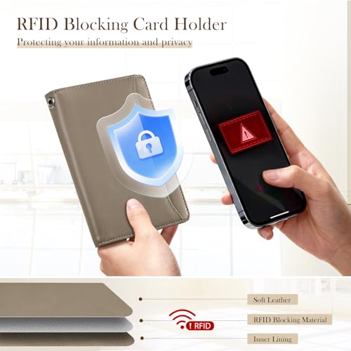 Dadanism RFID Blocking Passport Holder Travel Wallet for Women, Khaki Brown - color: Khaki Brown