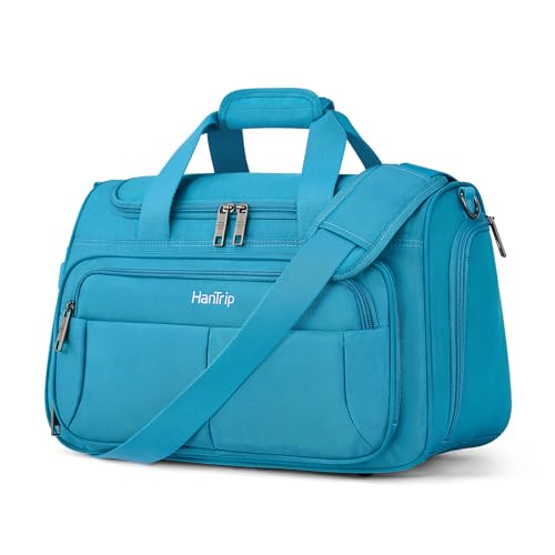 HanTrip 16 Inch Underseat Carry On Duffle Bag for Airplanes, Caribbean Blue - color: Caribbean Blue, size: Carry-on 16.5-Inch