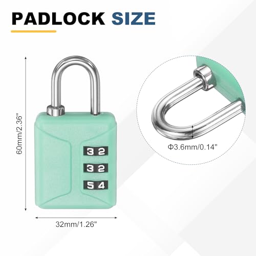 PATIKIL 3.3ft(39.4") Security Steel Cable with 3 Digit Combination Lock, 1 Set Travel Padlock PVC Coated Safety Wire Rope Double Loop for Luggage Suitcase, Clear Green Green - color: Clear Green Green, size: 3.3ft