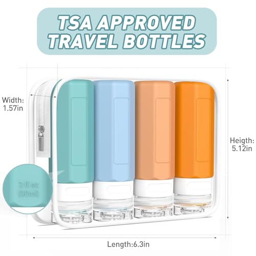 Redfly Travel Bottles for Toiletries 3oz, Silicone Travel Size Containers - color: Mixed, size: 4Packs