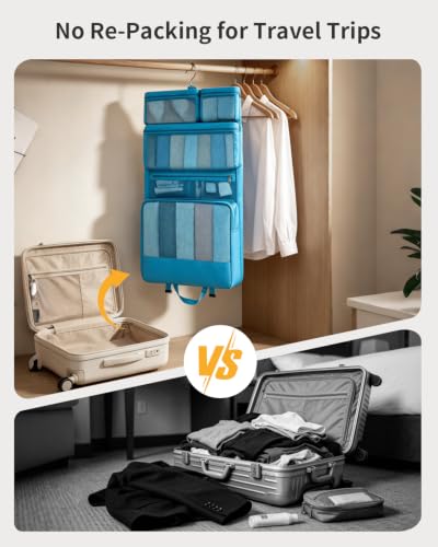 ECOHUB Hanging Travel Closet Portable Luggage Organizer Packing Bag,Teal - color: Teal