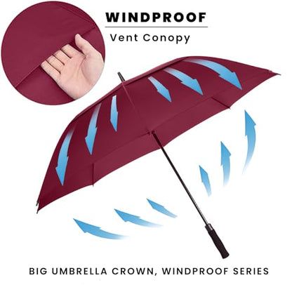 54/62/68/72 Inch Large Golf Umbrella Windproof Auto Open for Rain - color: Burgundy, size: 62 Inch