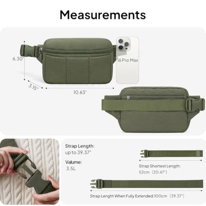 TOPEAST Waist Pack 3.5L Fanny Packs with Water Bottle Holder - color: Dark Green