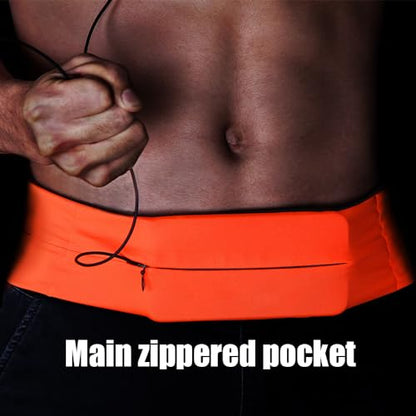 AnsrJ Slim Running Belt,Pockets with Zippers,Waist Pack for Phone Holder. - color: Blue, size: X-Large