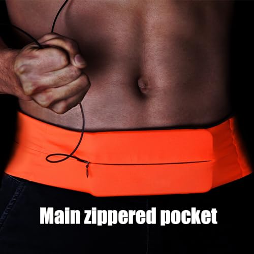 AnsrJ Slim Running Belt,Pockets with Zippers,Waist Pack for Phone Holder. - color: Black, size: Medium