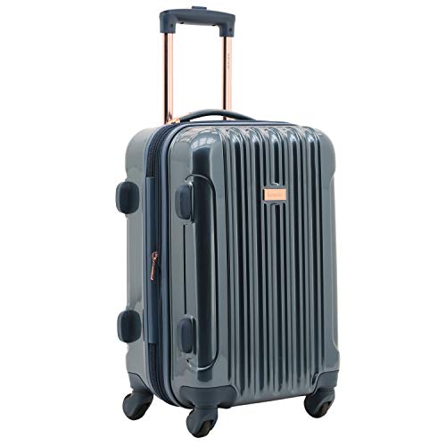 kensie 3 Piece "Alma" Light Metallic Style TSA-Lock Spinner Luggage Set, Midnight Blue Option - color: Midnight Blue, size: 28"/24"/20" (3 Piece Set)