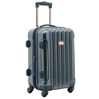 kensie 3 Piece "Alma" Light Metallic Style TSA-Lock Spinner Luggage Set, Midnight Blue Option - color: Midnight Blue, size: 28"/24"/20" (3 Piece Set)