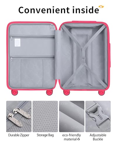 24 Inch Medium Checked Luggage, PC Hardshell Suitcase, Red | Lightweight Hardside Shell, TSA Lock, Double 360° Spinner Wheels - color: 0-Red, size: Checked-Medium 24-Inch