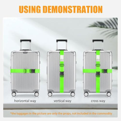 BILIONE Luggage Straps for Suitcases, Adjustable Lockable Suitcase Straps - color: Lucky Purple, size: 4 Pack