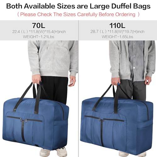 Large Duffel Bag for Travel, Foldable Storage Bag for Traveling, Collapsible Duffle Bag (Blue, 110L) - color: Blue