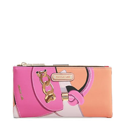 Nicole Lee Amanda 2 Piece Bifold Wallet, Vegan Leather, RFID Blocking Technology, Multiple Card Slots, (VIOLET BLOSSOM) - color: VIOLET BLOSSOM