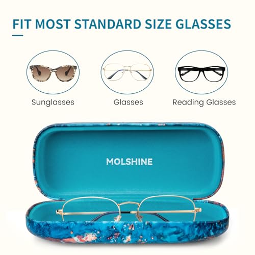molshine Hard Shell Sunglasses Case, Classic Large Glasses Case for Women Men, Sunglass Eyeglasses - color: Ocean Blue