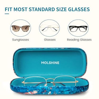 molshine Hard Shell Sunglasses Case, Classic Large Glasses Case for Women Men, Sunglass Eyeglasses - color: Ocean Blue