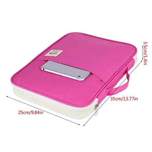 A4 Document Bags, 13.8×9.8×1.4in Multi‑Pocket File Folder Bag (Rose) - color: Rose