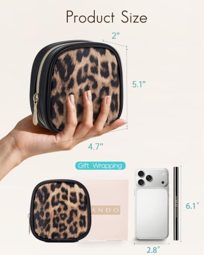 VLANDO Mini Makeup Bag for Purse,Slip-in Pocket,Leopard,Black - color: Mini-Leopard Black