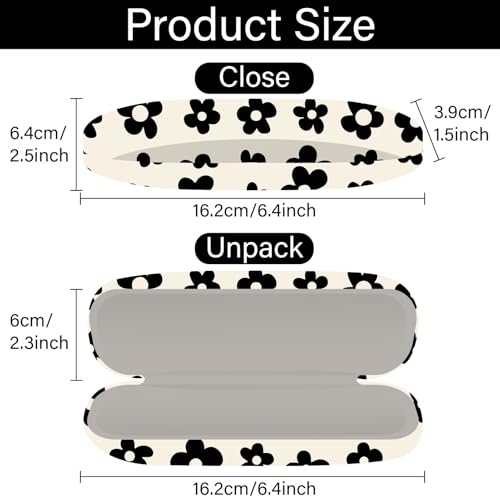 CREATCABIN Hard Shell Glasses Case Leather Sunglasses Cases Eyeglasses Holder Pouch - style: Flower