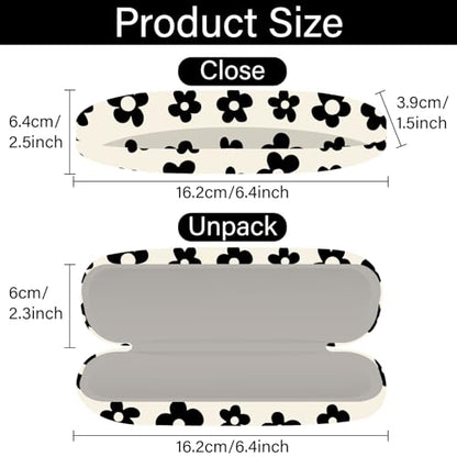 CREATCABIN Hard Shell Glasses Case Leather Sunglasses Cases Eyeglasses Holder Pouch - style: Flower