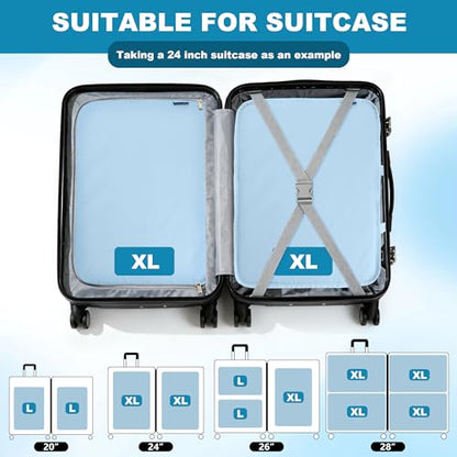 Compression Packing Cubes Travel Packing Suitcase Organizer Bags, Blue - color: Blue, size: Large