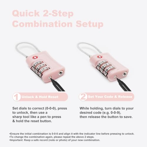 TSA Locks for Luggage Suitcase Luggage Locks TSA Approved, Pink - color: Black+Pink